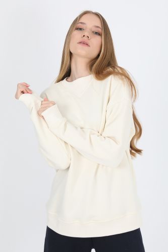 JOHN FRANK WOMAN SPORTS&LOUNGEWEAR CHIC COC SWEATSHIRT EKRU - 7